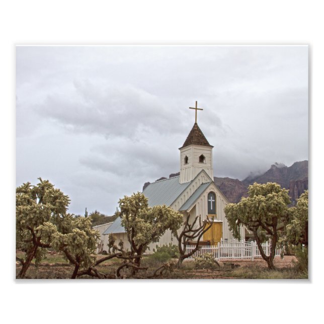 Elvis Kirche an der Superstition Berge. Fotodruck (Vorne)