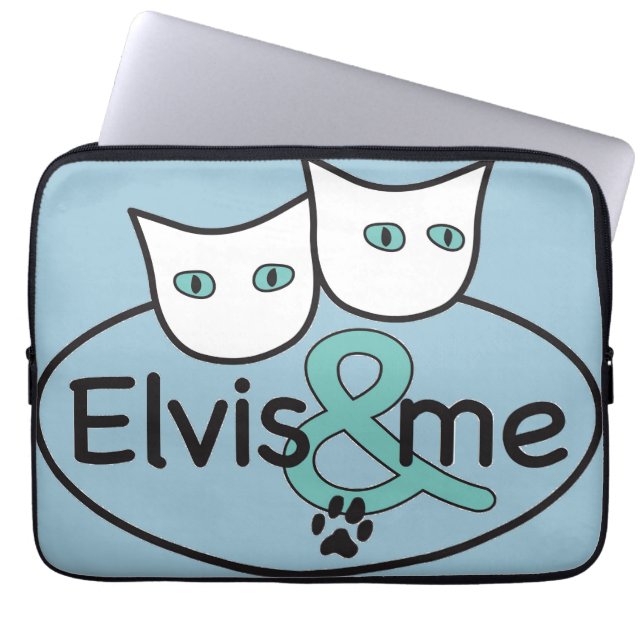 "Elvis u. ich" 13" - 14" hellblaue Laptop-Hülse Laptopschutzhülle (Vorderseite)