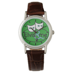"Elvis und die Uhr Me Männer, Brown-Lederband