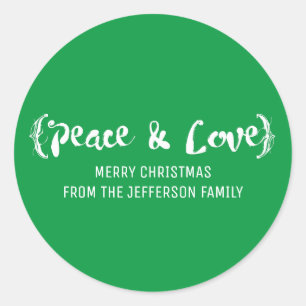 Elvory Elegante Sketched Peace & Liebe Holiday Runder Aufkleber