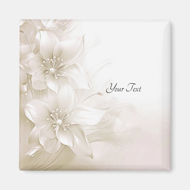 Elvory White Blume Magnet (Vorne)