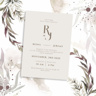 Elvory White Minimalistisch Elegante Hochzeit Einladung