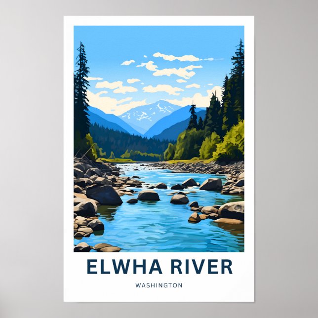 Elwha River Washington Travel Print Poster (Vorne)