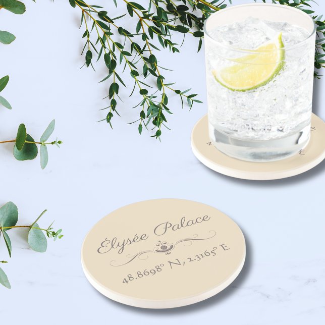 Élysée Palace Latitude Longitude Getränkeuntersetzer (Von Creator hochgeladen)