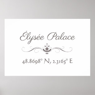 Élysée Palace Latitude Longitude Poster