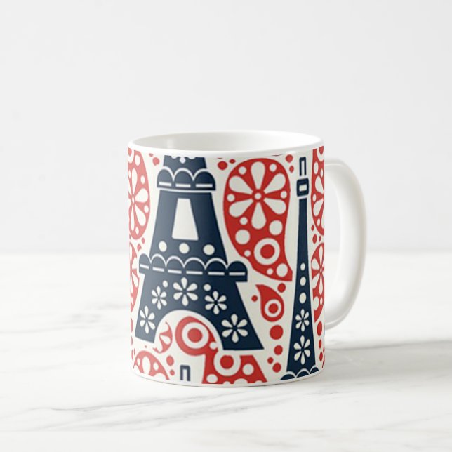 Emaille Paris Folk Floral Tasse (VorderseiteRechts)