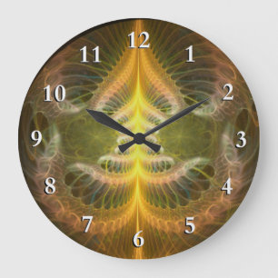 Emaillierte Messingfächer Große Wanduhr