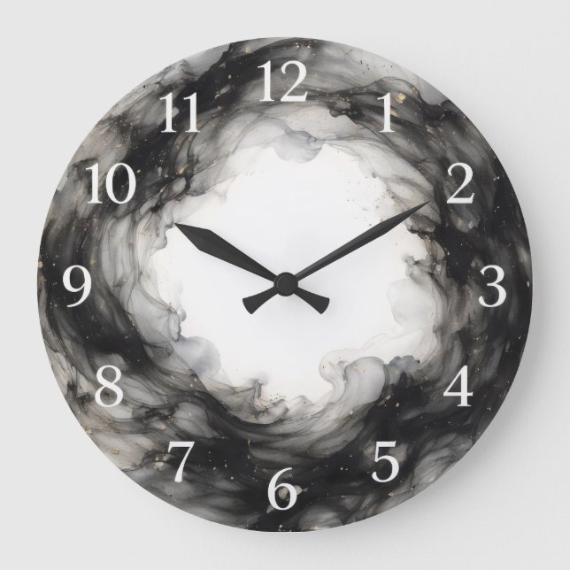 Emanation — Flüssige Tuschwaschung Große Wanduhr (Vorderseite)
