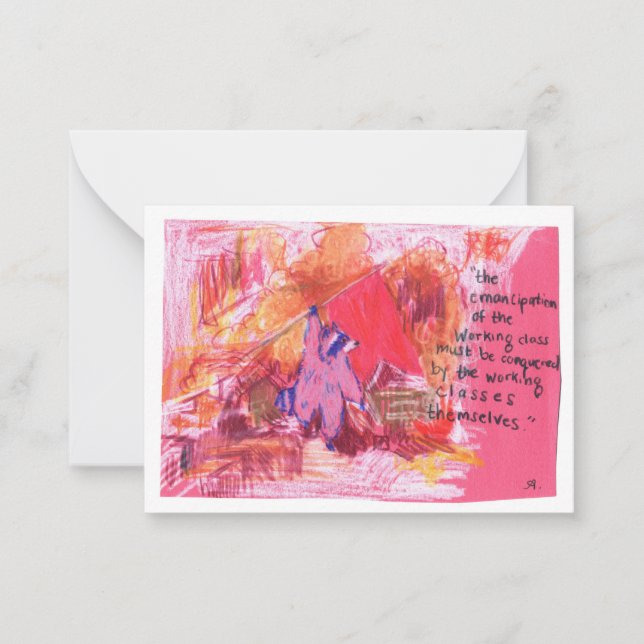 Emanzipation Marx Raccoon Mitteilungskarte (Vorderseite)