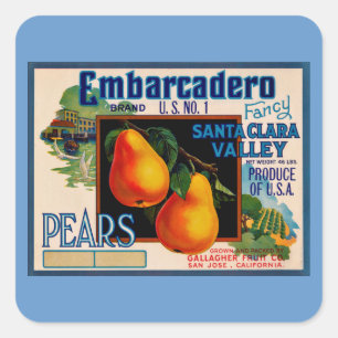 Embarcadero Fancy Santa Clara Birnen Quadratischer Aufkleber