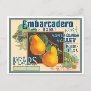 Embarcadero Marken Vintage-Kistenetikett Postkarte