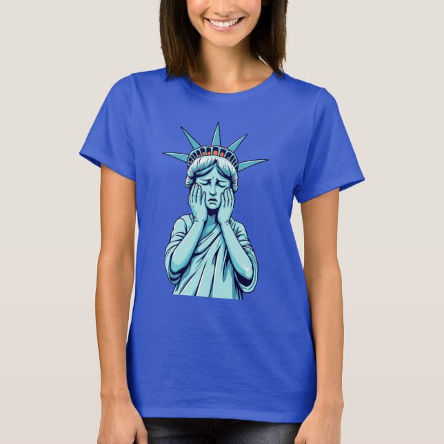 Embarrassed traurige Freiheitsstatue T-Shirt (Vorderseite)