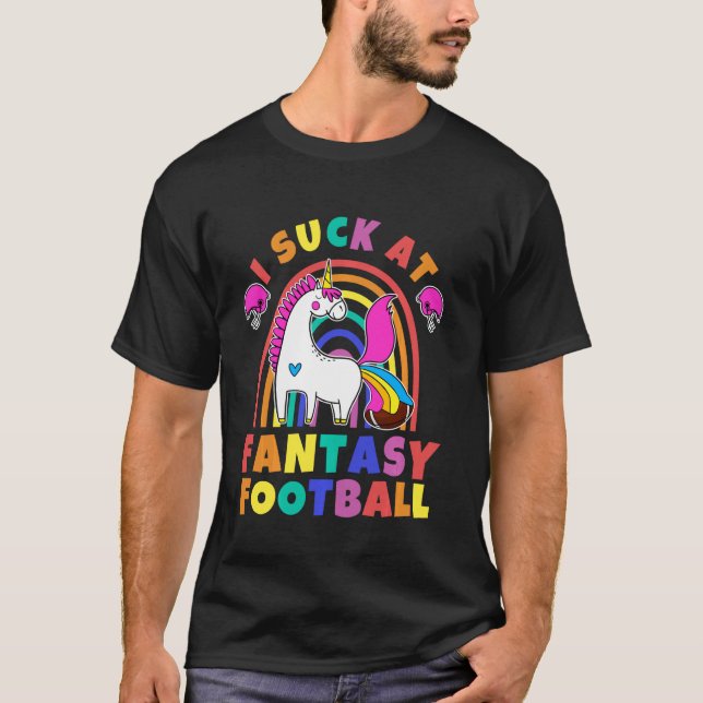 Embarrierefrei Fantasy Football Rainbow Unicorn Ge T-Shirt (Vorderseite)