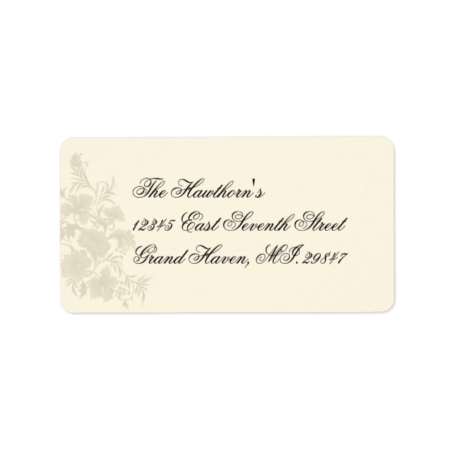 Embassy Creme Floral UAWG Address Label Adressaufkleber (Vorne)