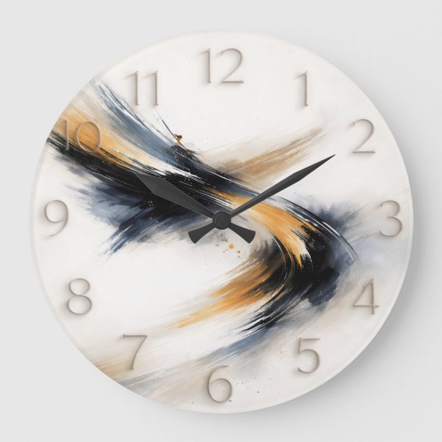Embedded Time — Abstract Gestural Große Wanduhr (Vorderseite)