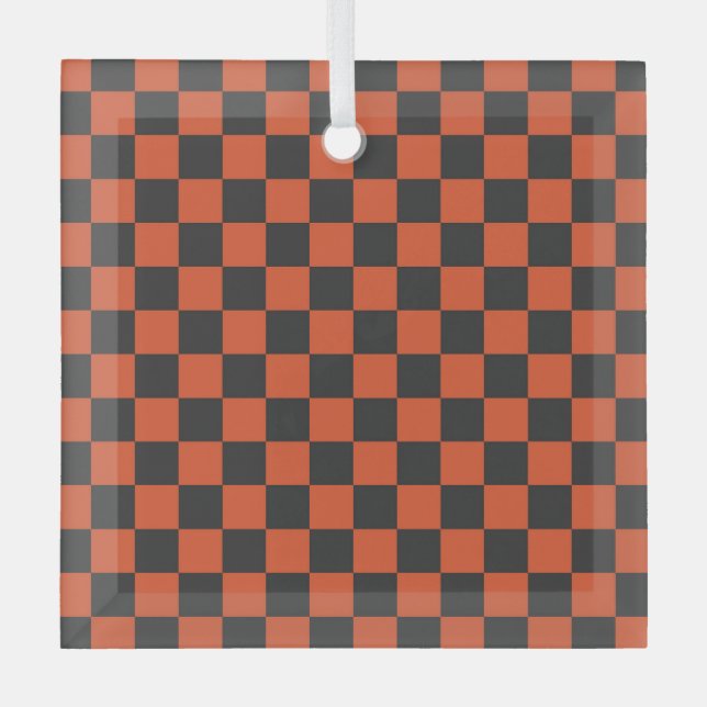 Ember and ash checkerboard pattern ornament aus glas (Vorderseite)