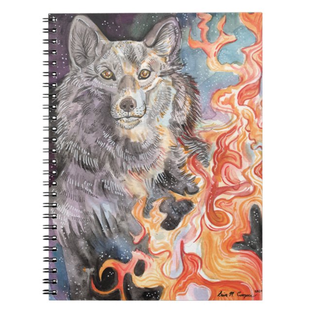 Ember Eyes Wolf Watercolor Notizblock (Vorderseite)