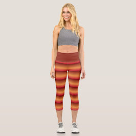 Ember-Glühstreifen: Sonnenuntergang Stripe-aktives Capri Leggings