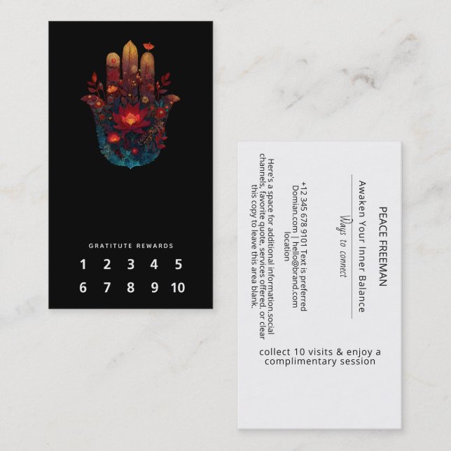 Ember Lotus | Hamsa-Hand-Design Visitenkarte (Vorne/Hinten)
