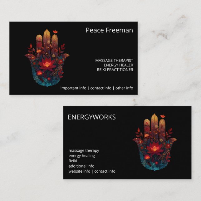 Ember Lotus | Hamsa-Hand-Design Visitenkarte (Vorne/Hinten)