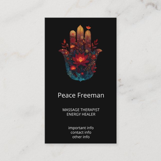 Ember Lotus | Hamsa-Hand-Design Visitenkarte (Vorderseite)