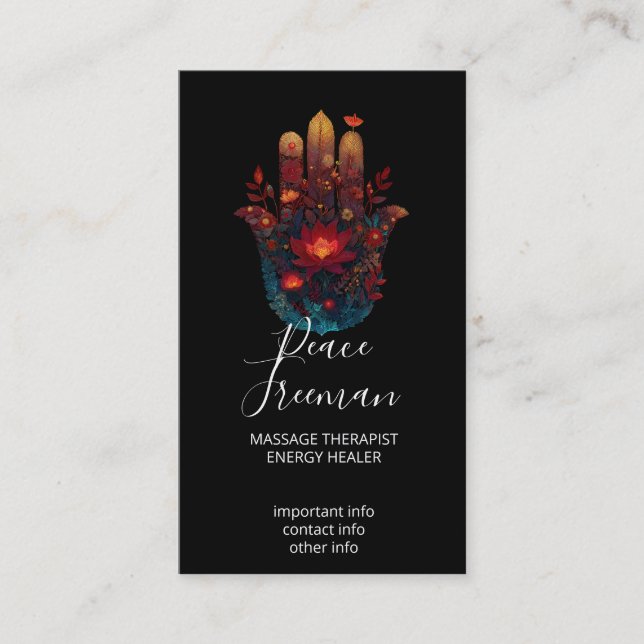 Ember Lotus | Hamsa-Hand-Design Visitenkarte (Vorderseite)