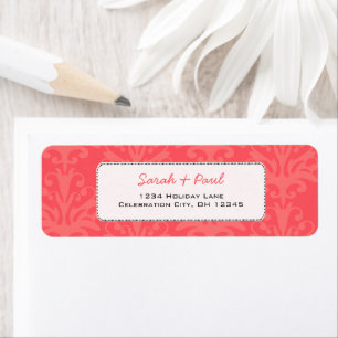 Emberglow Pinkish Coral Damask Rücksendeadresse