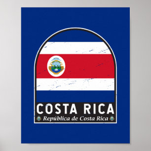 Emblem der Costa Rica-Fahne gestört Vintag Poster
