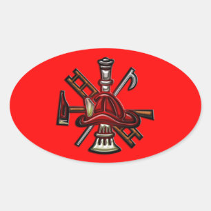 Emblem der Feuerwehr und Rettungsabteilung Ovaler Aufkleber