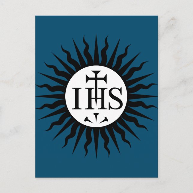 Emblem der Gesellschaft Jesu Feiertagspostkarte (Vorderseite)