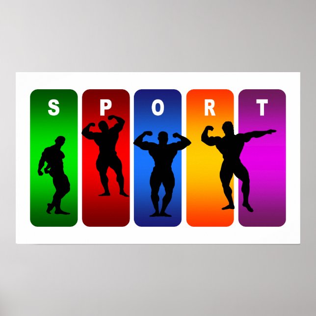 Emblem der mehrfarbigen Bodybuilding Poster (Vorne)