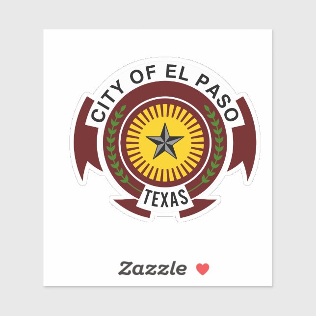 Emblem der Stadt El Paso, Texas Vinyl Sticker (Blatt)