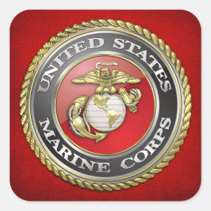 Emblem des US-Marine Corps (USMC) [3D] Quadratischer Aufkleber