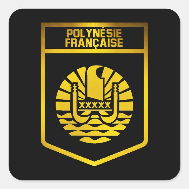 Emblem Französisch-Polynesien Quadratischer Aufkleber (Vorderseite)