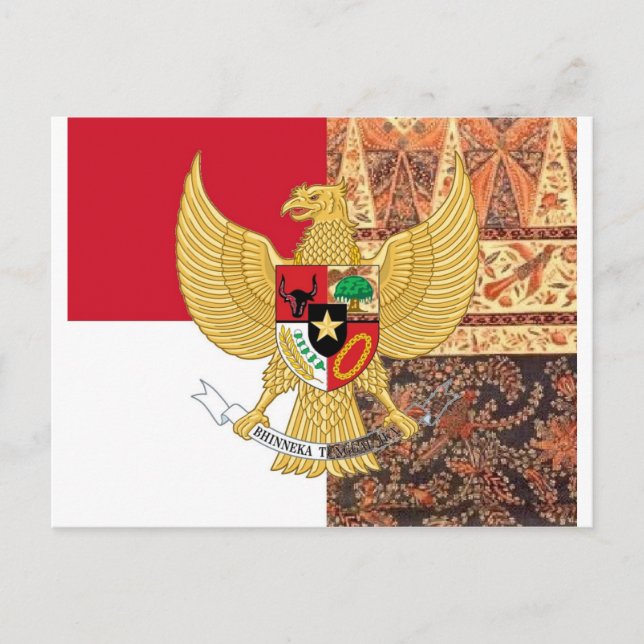 Emblem Indonesiens - Garuda Pancasila Batik Flag Postkarte (Vorderseite)