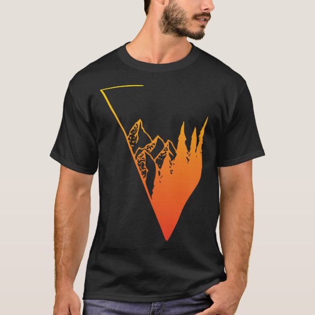 Emblem mountain panorama and forest  easy going fa T-Shirt (Vorderseite)