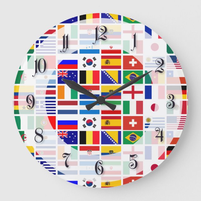 Emblem-Muster des SOCCER 2014 Große Wanduhr (Vorderseite)