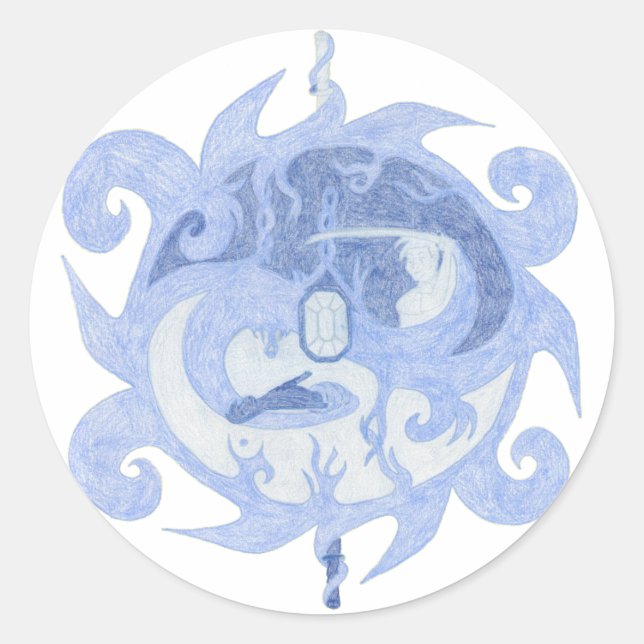 Emblem "Pfad eines Helden" Runder Aufkleber (Vorderseite)