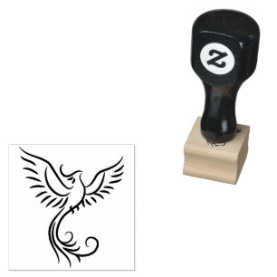 Emblem Phoenix Flames Animal Mystical Bird Gummistempel