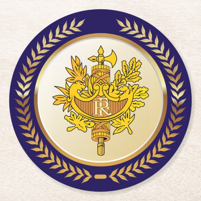 Emblem von Frankreich Runder Pappuntersetzer (Vorderseite)