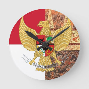 Emblem von Indonesien - Garuda Pancasila Runde Wanduhr