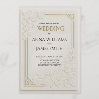 Embossed Art Deco Floral Wedding Einladung