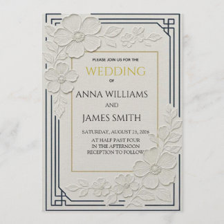 Embossed Art Deco Floral Wedding Einladung