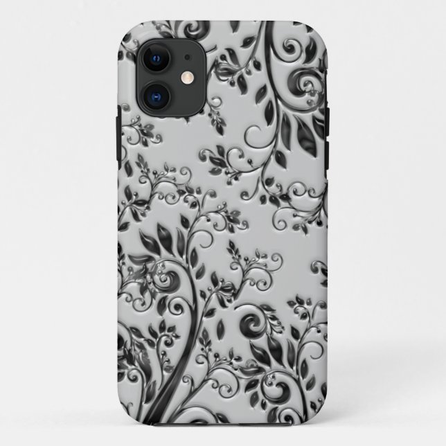 Embossed Black Wirbel Floral Case-Mate iPhone Hülle (Rückseite)