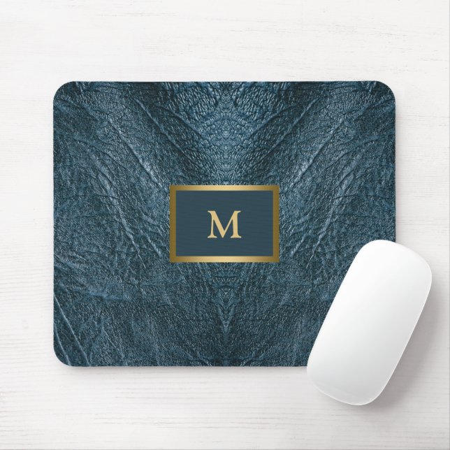 Embossed Blue Leather Mousepad (Mit Mouse)