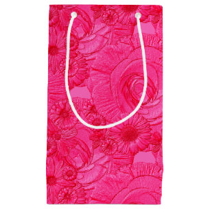 Embossed Blume-Hot Pink-GIFT BAG S Kleine Geschenktüte