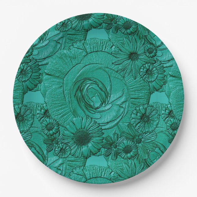 Embossed Blume-Jade Green PAPER TELLER (Vorderseite)