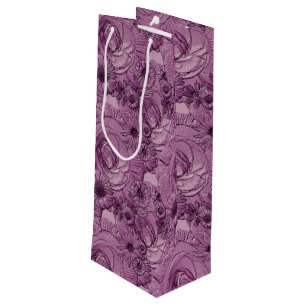 Embossed Blume-Lt Lila-WEIN-GIFT-BAG Geschenktüte Für Weinflaschen