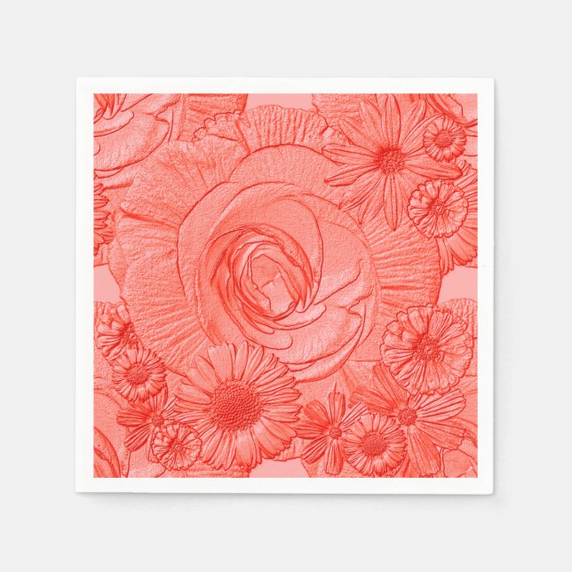 Embossed Blume-Mandarine-COCKTAIL NAPKINS Serviette (Vorderseite)