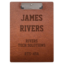 Embossed Brown Vegan Leather clipboard Klemmbrett